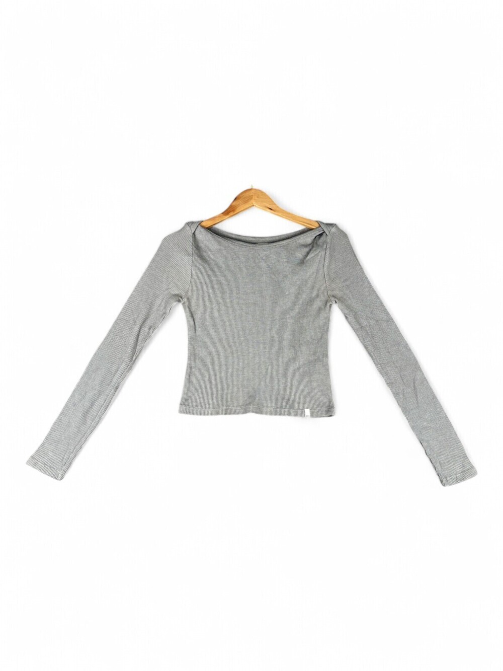 BDG Ribbed Boatneck Long Sleeve Top Women's M Gray